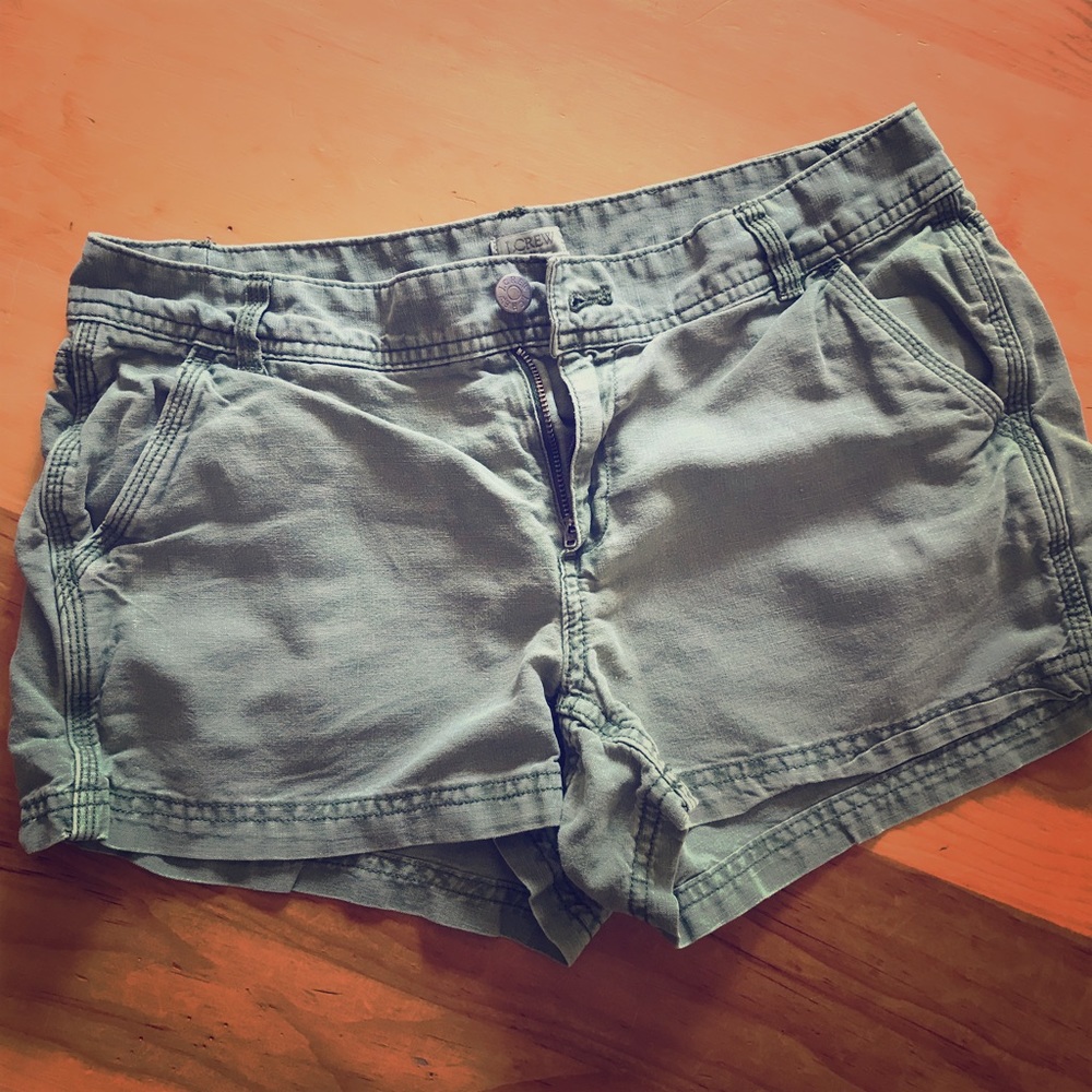 J.CREW olive green shorts.